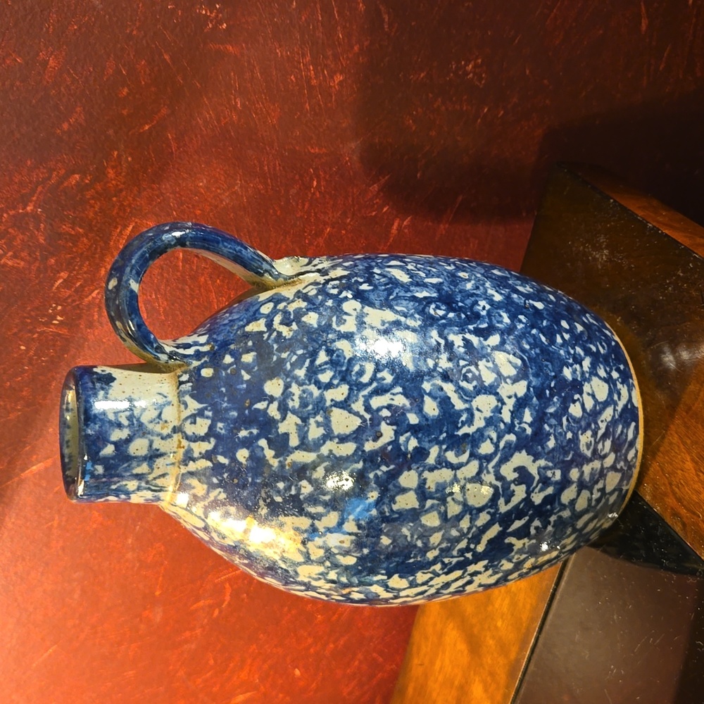 Vintage 1986 Bastine - Blue Handled Stoneware Jug